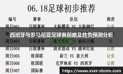 西班牙与罗马尼亚足球赛前瞻及胜负预测分析